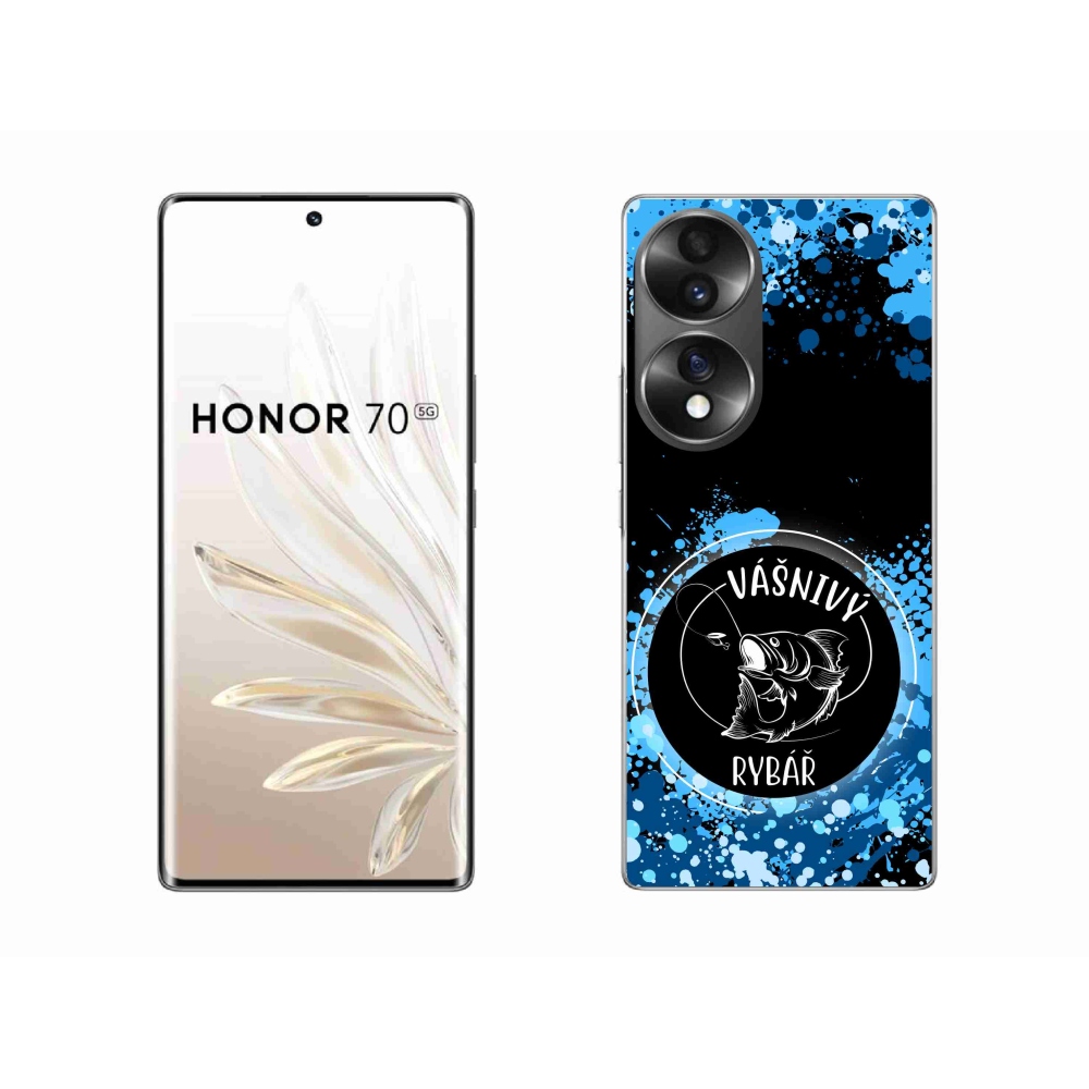 Gél borító mmCase a Honor 70 számára - szenvedélyes halász fekete háttérrel