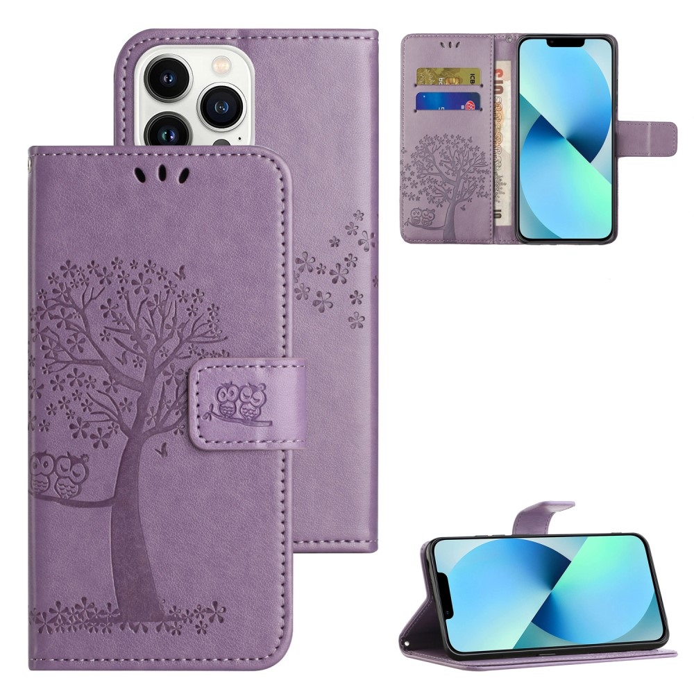 Fa könyv tok iPhone 15 Pro Max készülékhez - világos lila