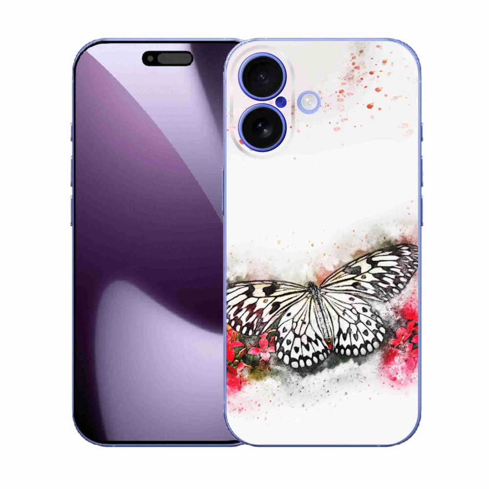 Zselés borítás mmCase iPhone 17 készülékhez - fekete-fehér pillangó