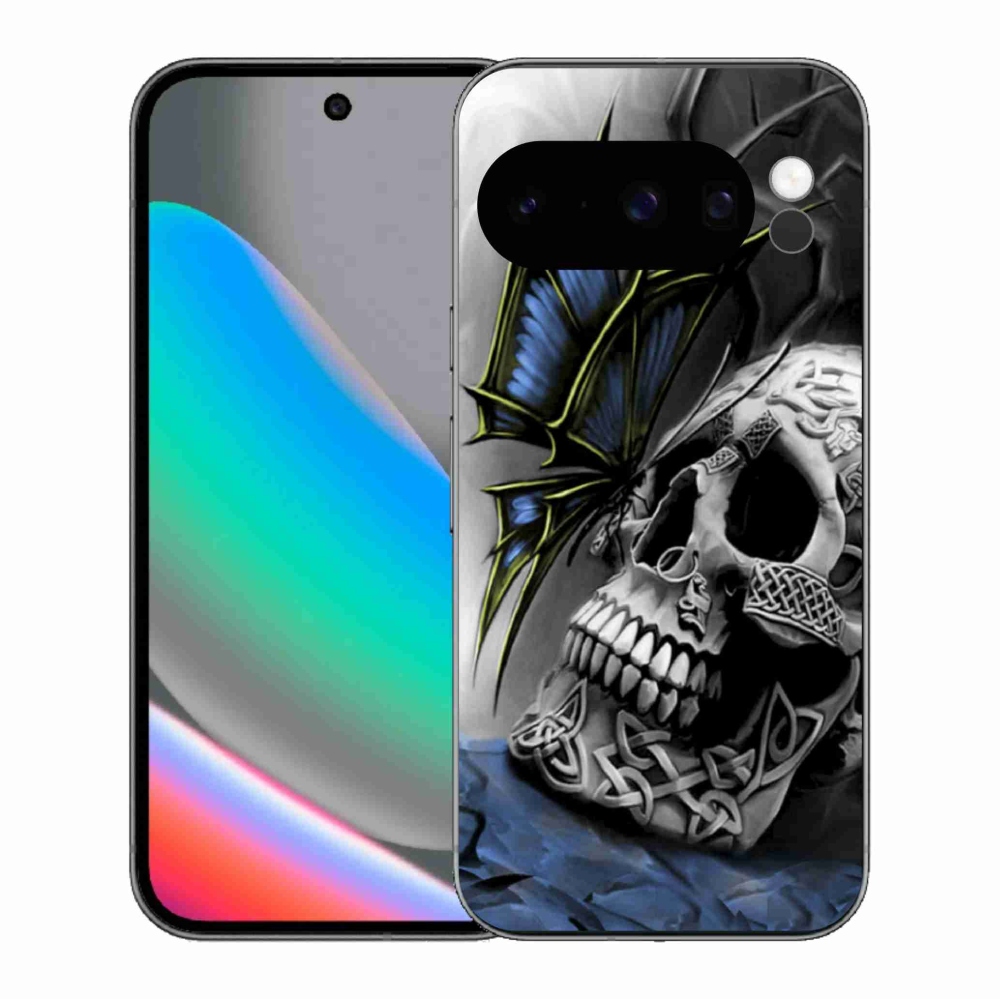 Gél borítás mmCase a Google Pixel 10 Pro számára - pillangó és koponya
