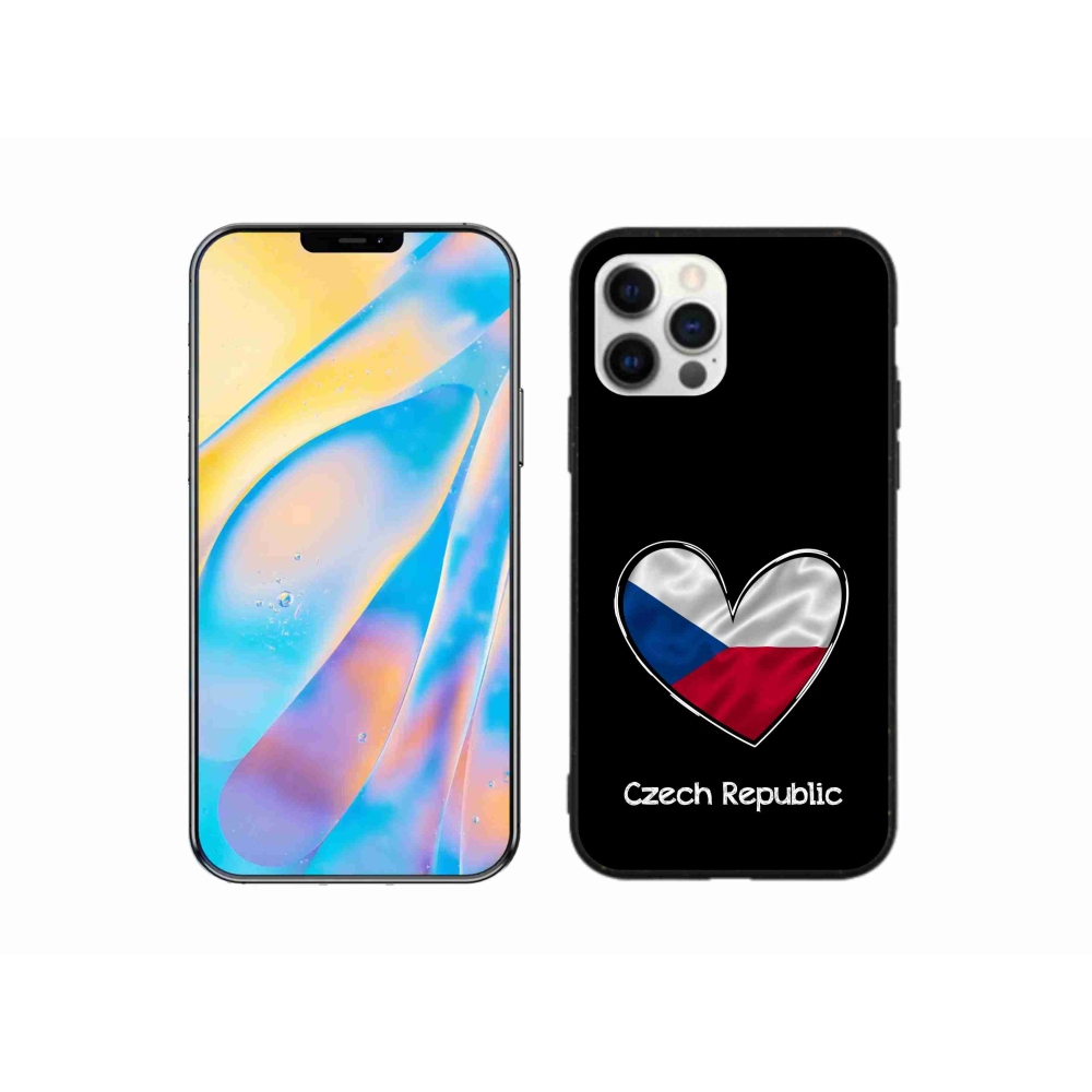 Zselés borítás mmCase iPhone 12 Pro készülékhez - zászlós szív fekete háttérrel