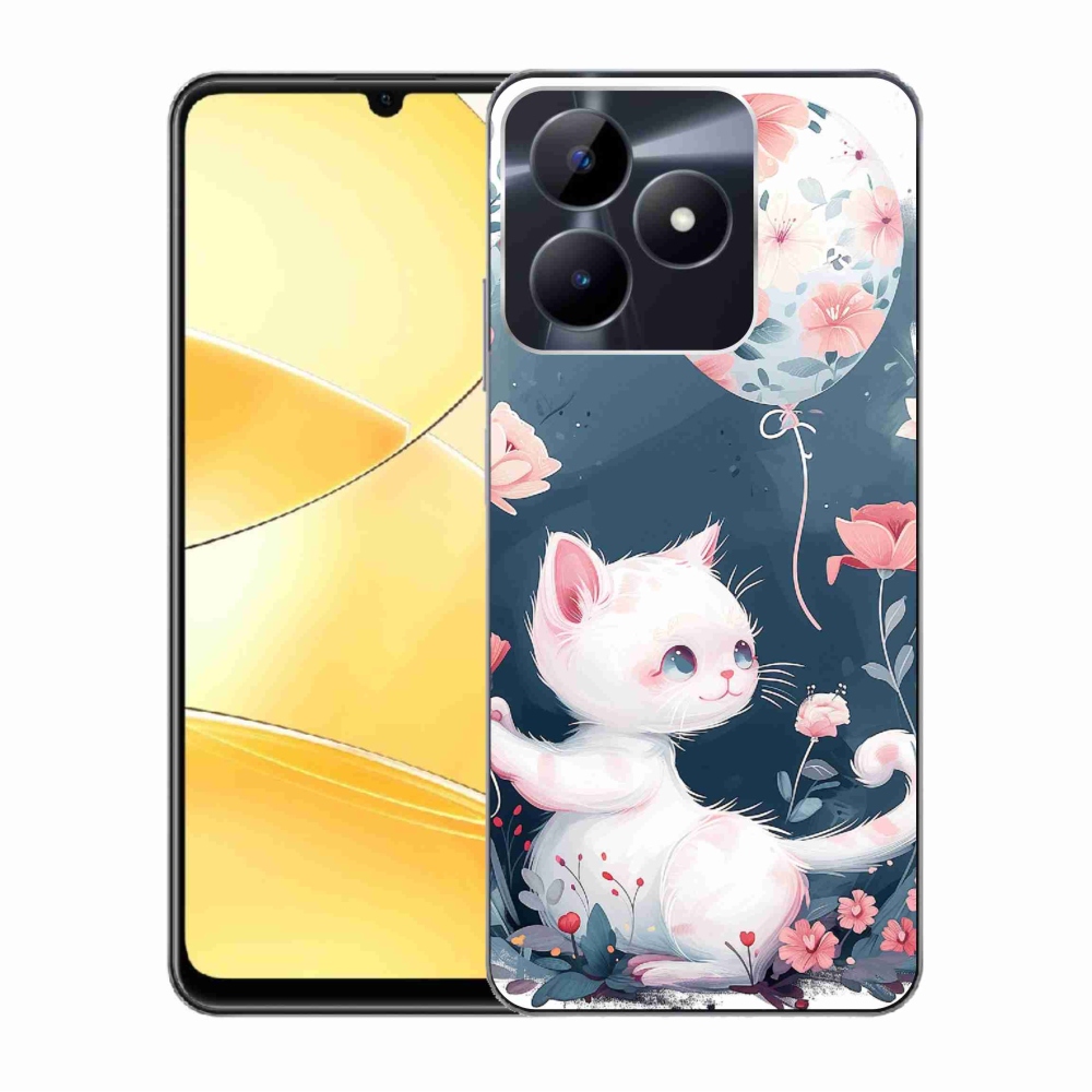 Gél borító mmCase a Realme C51/C53 készülékhez - cica lufival