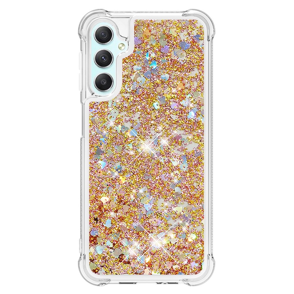 Glitter homokóra zselés tok Samsung Galaxy A24 készülékhez - arany/szív