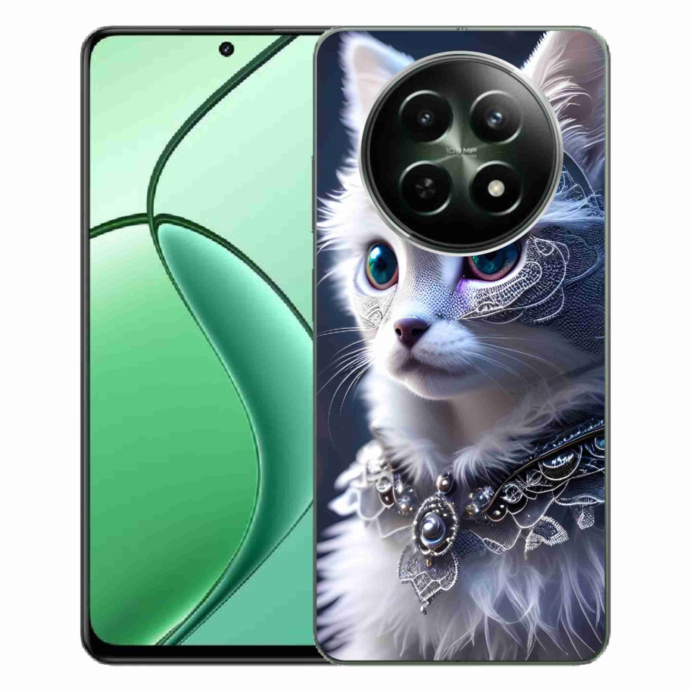 Zselés borítás mmCase a Realme 12 5G/12x 5G készülékhez - fehér macska