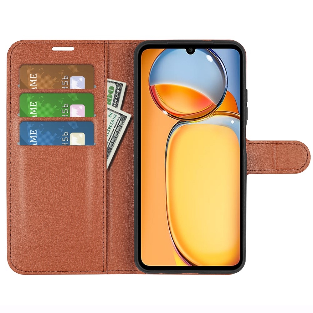 Litchi könyvtáska Xiaomi Poco C65/Redmi 13C - barna