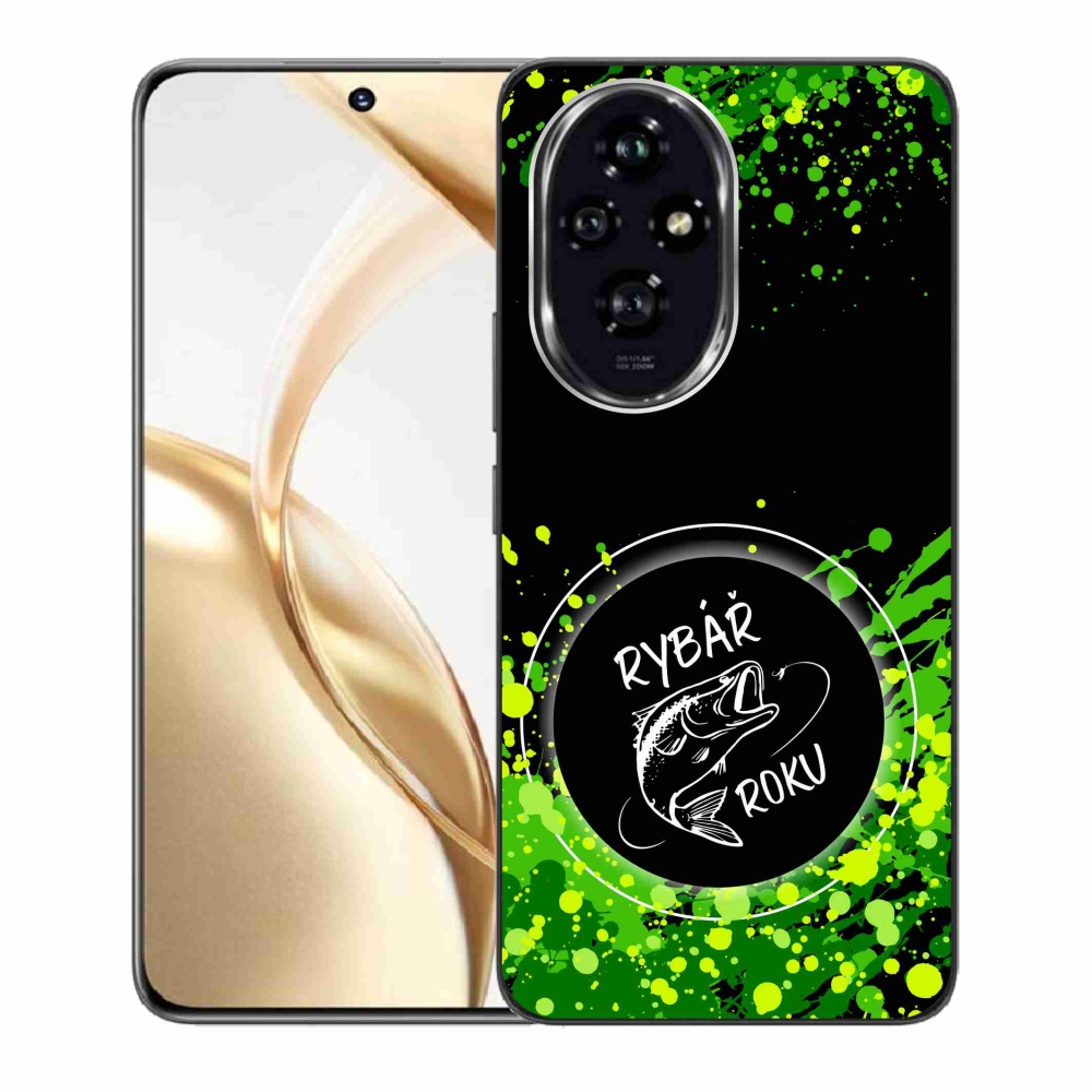 Zselés borító mmCase a Honor 200 5G számára - az év horgásza fekete háttérrel