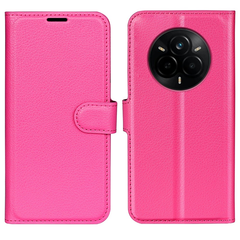 Litchi könyvtáska a Realme 14 Pro+ 5G számára - rózsaszínű