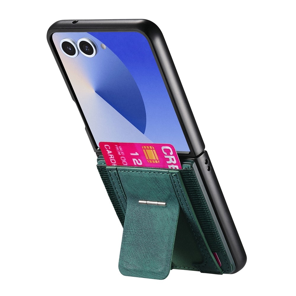 Fényűző műanyag borítás műbőrrel Samsung Galaxy Z Flip7 5G készülékre - zöld