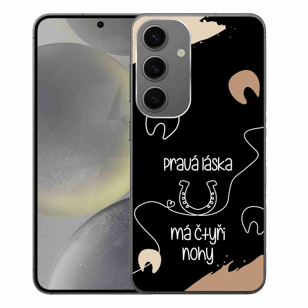 Gél borítás mmCase Samsung Galaxy S24+ - ló motívum fekete háttérrel