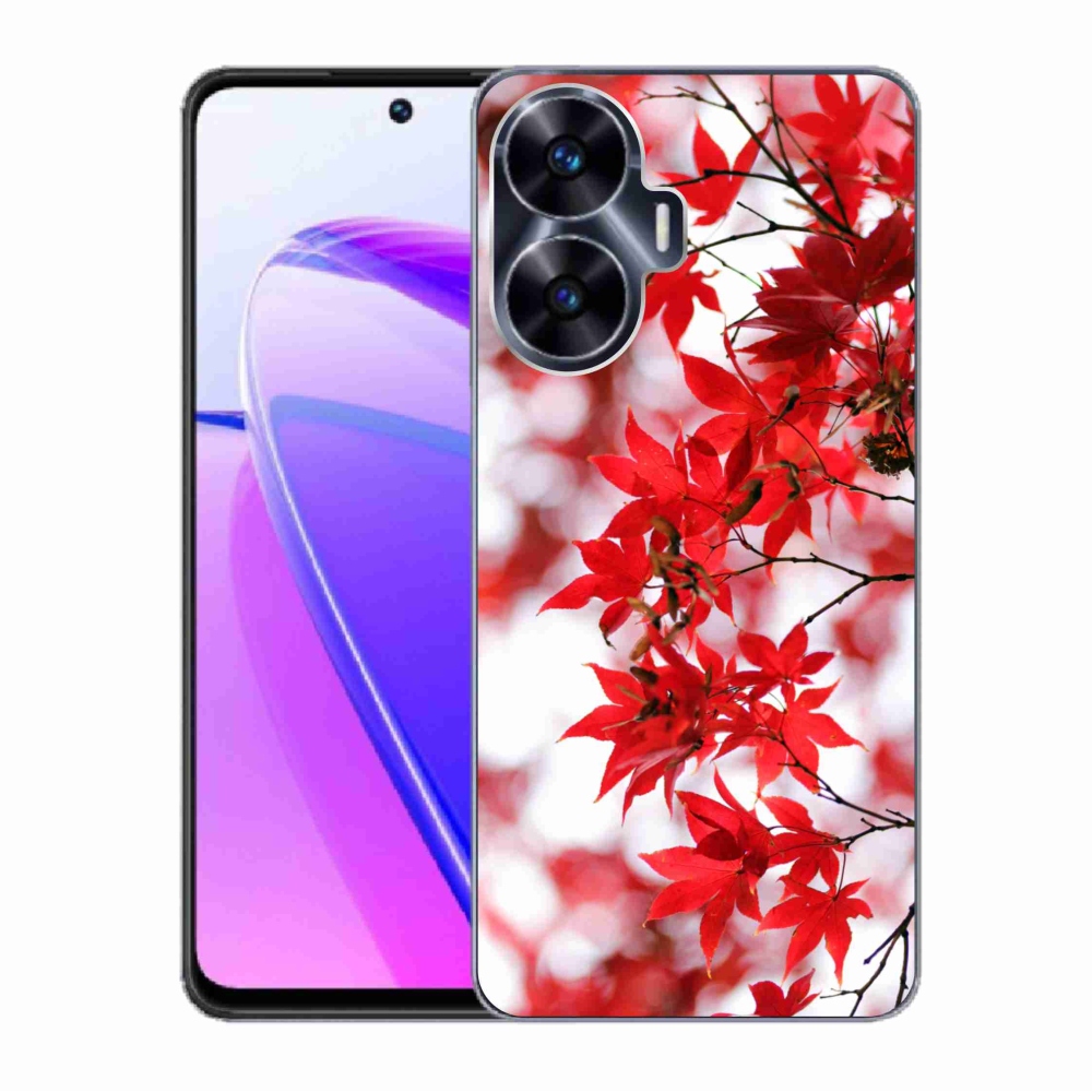 Zselés borító mmCase a Realme C55 készülékhez - piros levelek