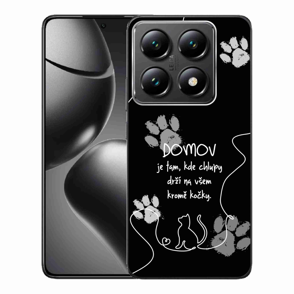 Gél borítás mmCase a Xiaomi 14T Pro számára - macska motívum fekete háttérrel