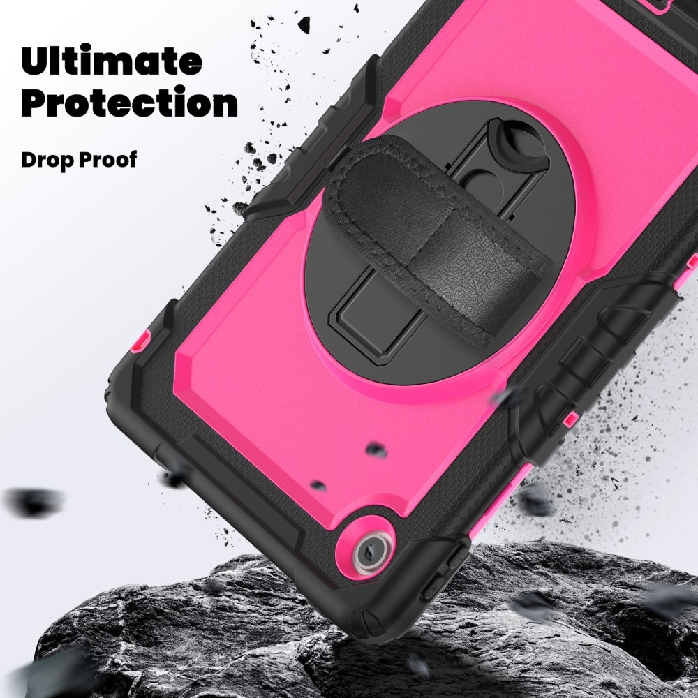 Strap Tartós borító kéztartóval és vállpánttal Lenovo Tab 10.1 (2025) - Fekete/rózsaszín