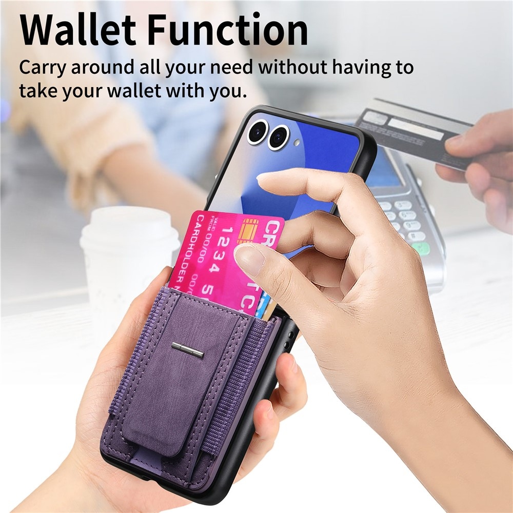 Fényűző műanyag borítás műbőrrel Samsung Galaxy Z Flip7 5G készülékre - lila