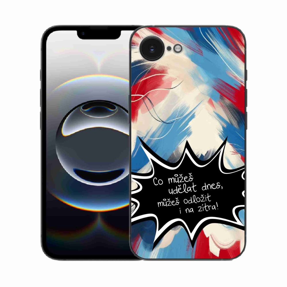 Gél borító mmCase iPhone 16e készülékhez - vicces szöveg 9 fekete háttér