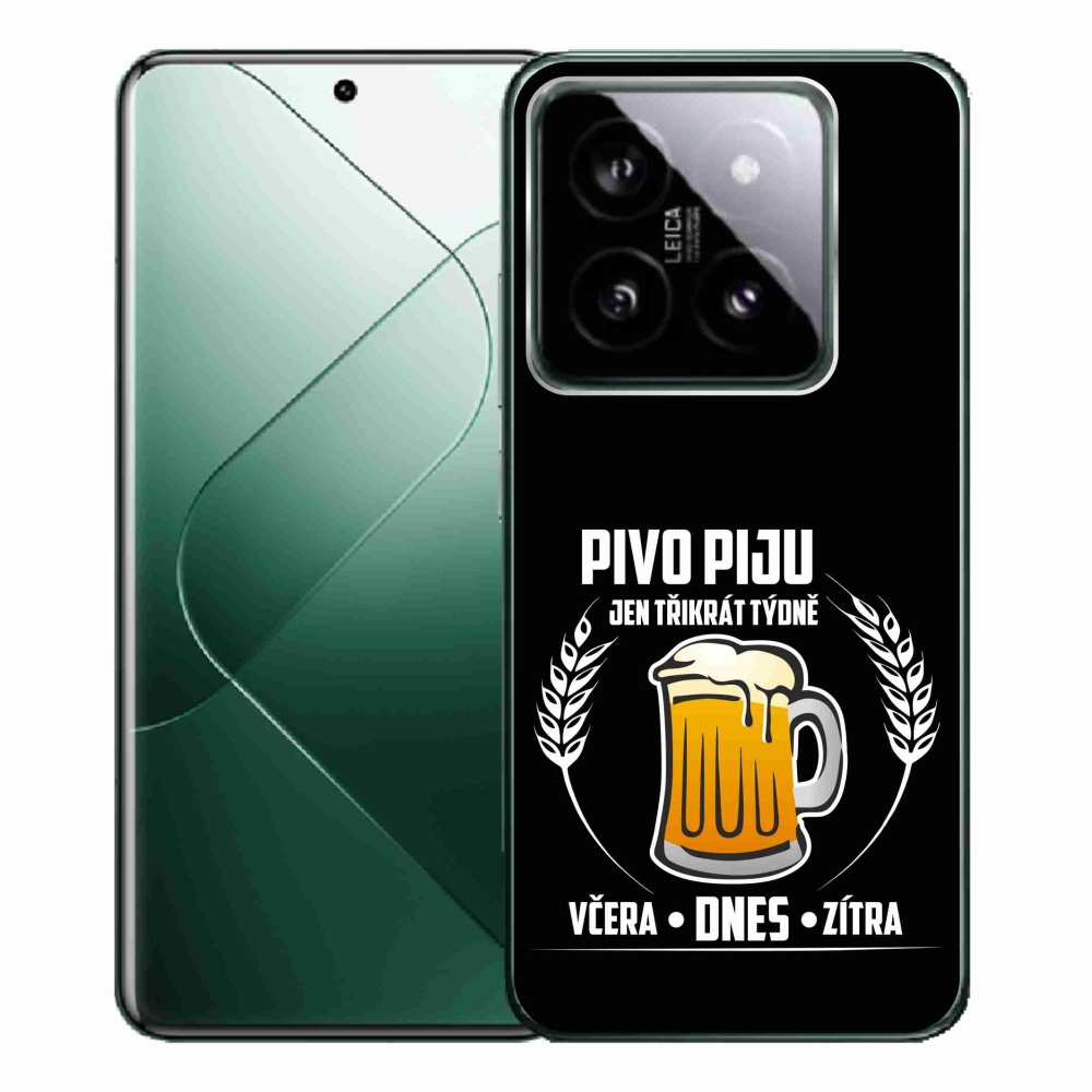 Gél borító mmCase a Xiaomi 14 Pro számára - sör motívum fekete háttérrel