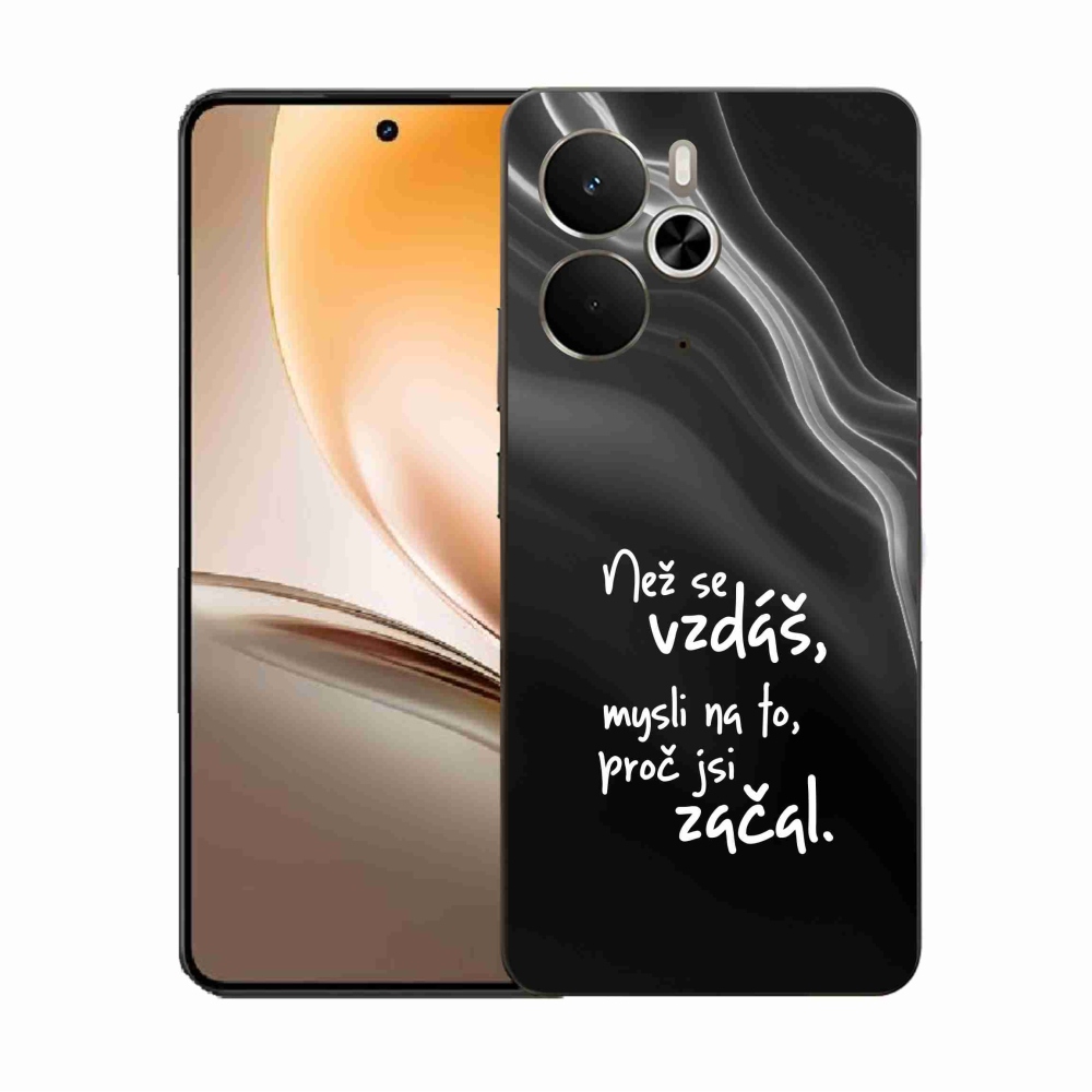 Gél borítás mmCase a Realme 14 5G/14T 5G - idézet 2 fekete háttérrel