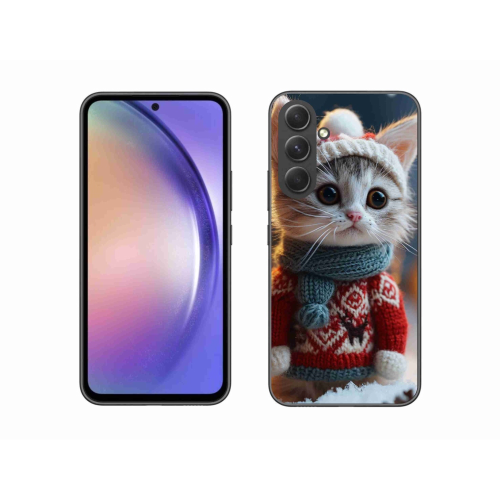 Zselés borítás mmCase Samsung Galaxy A54 5G - cica pulóverben