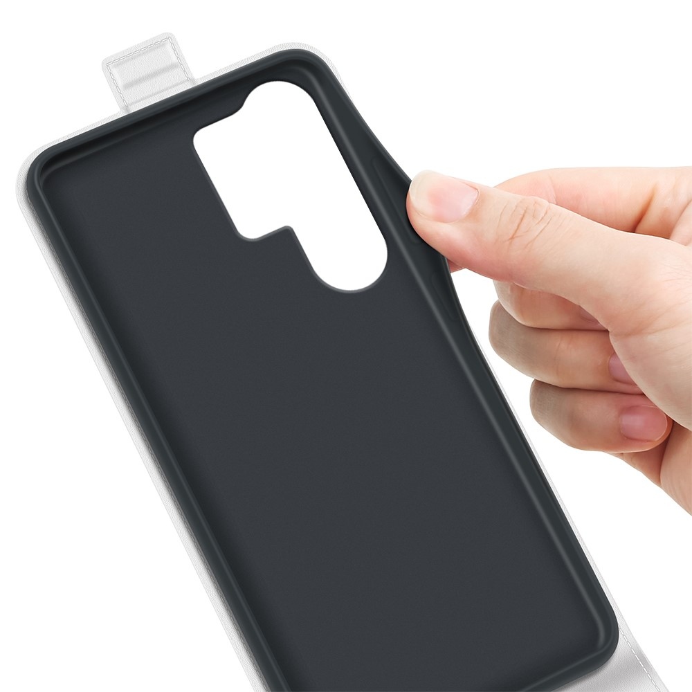 Függőleges könyvtáska Samsung Galaxy S25 Ultra készülékhez - fehér