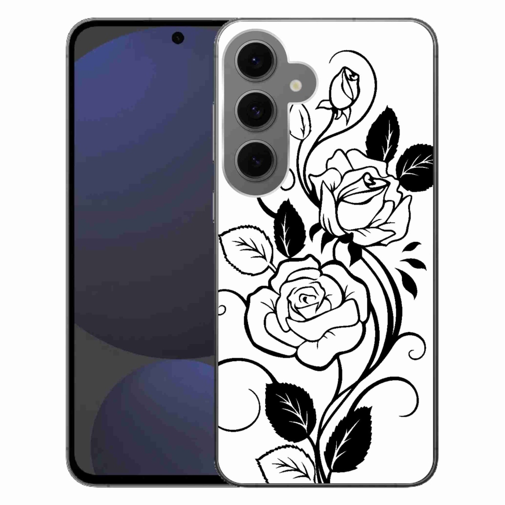 Zselés borítás mmCase Samsung Galaxy S24 FE készülékhez - fekete és fehér rózsa