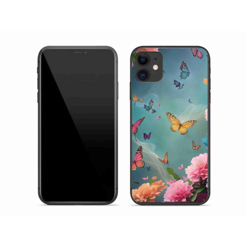 Gél borító mmCase iPhone 11 készülékhez - színes virágok és pillangók