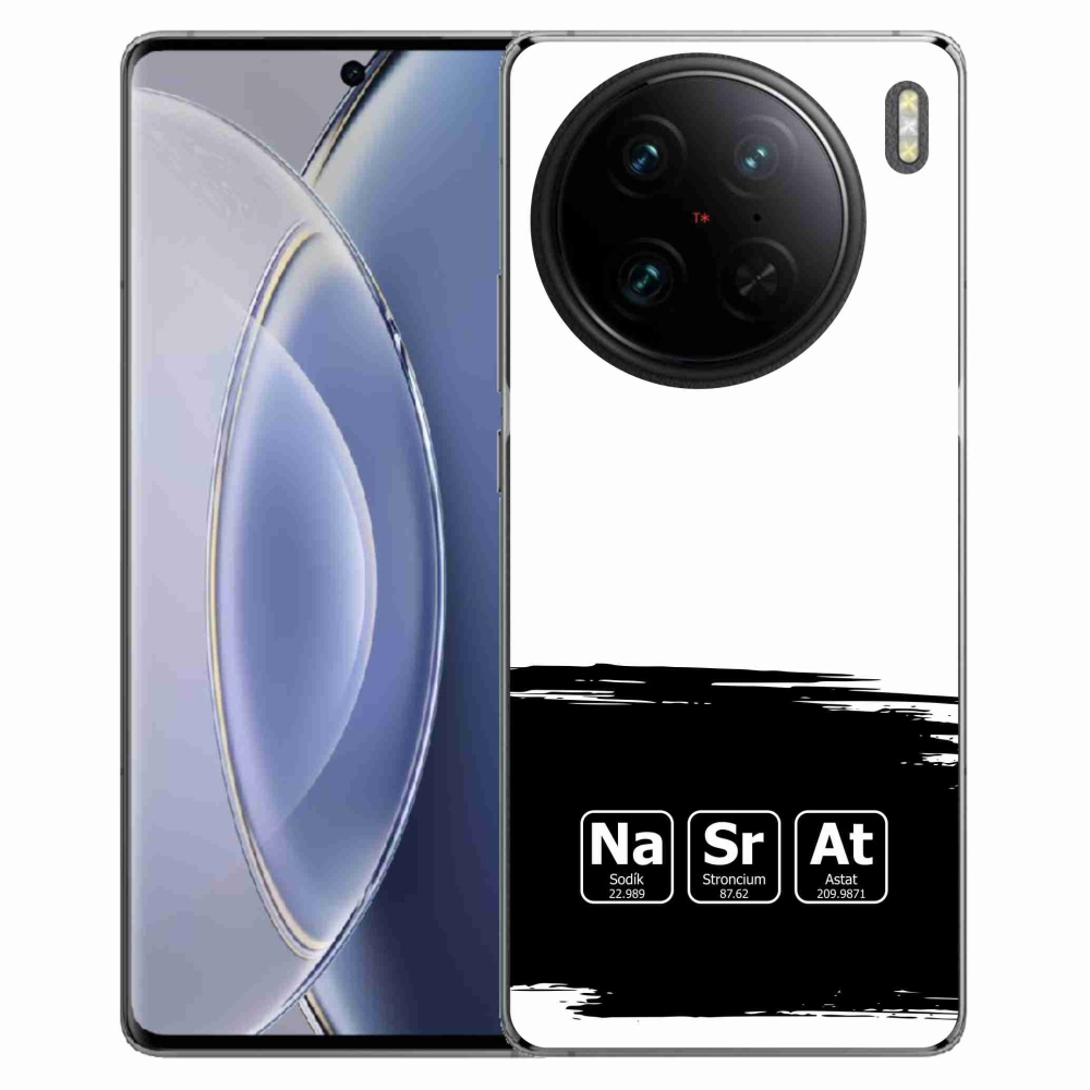 Gél borító mmCase a Vivo X90 Pro készülékre - kémiai elemek fekete és fehér háttérrel