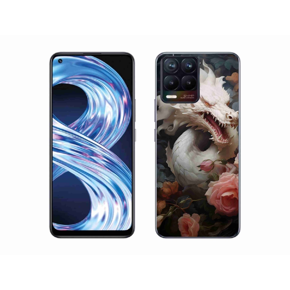 Gél borítás mmCase a Realme 8 Pro-hoz - fehér sárkány