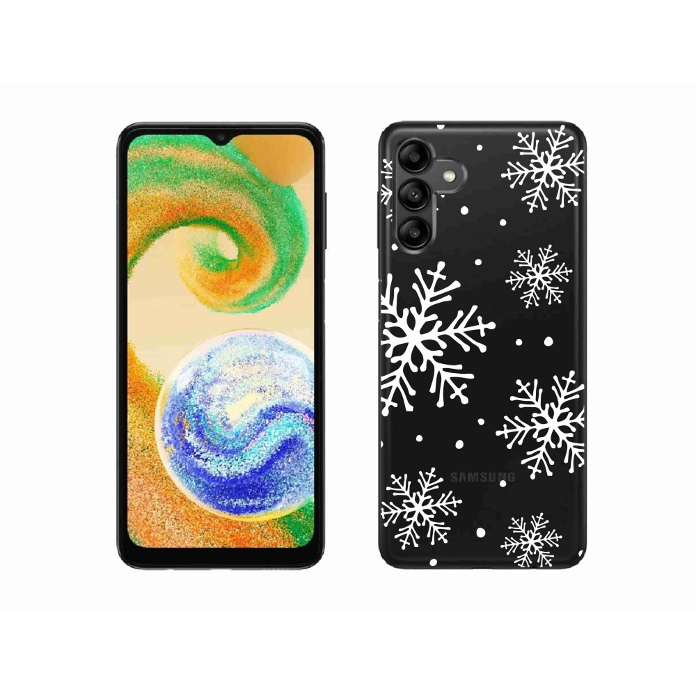 Zselés borítás mmCase Samsung Galaxy A04s (164.7x76.7x9.1mm) - fehér pelyhek átlátszó háttéren