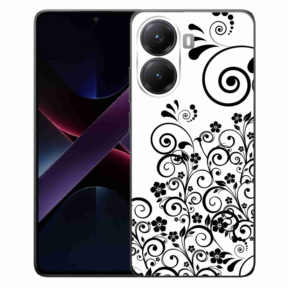 Gél borítás mmCase a Xiaomi Poco X7 Pro 5G-hez - fekete és fehér virágminták