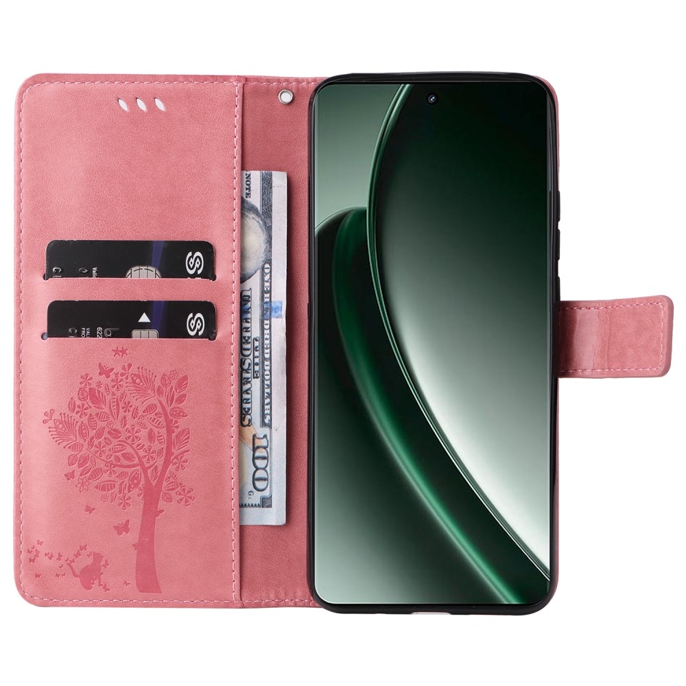 Fa könyvtáska a Realme GT 6 5G/GT 6T 5G számára - rózsaszín