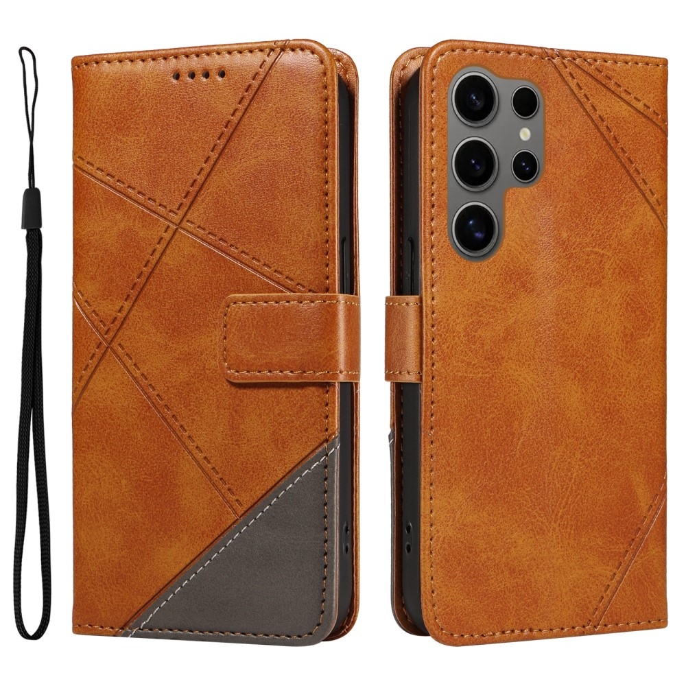 Vonalak könyv tok Samsung Galaxy S25 Ultra - sárga