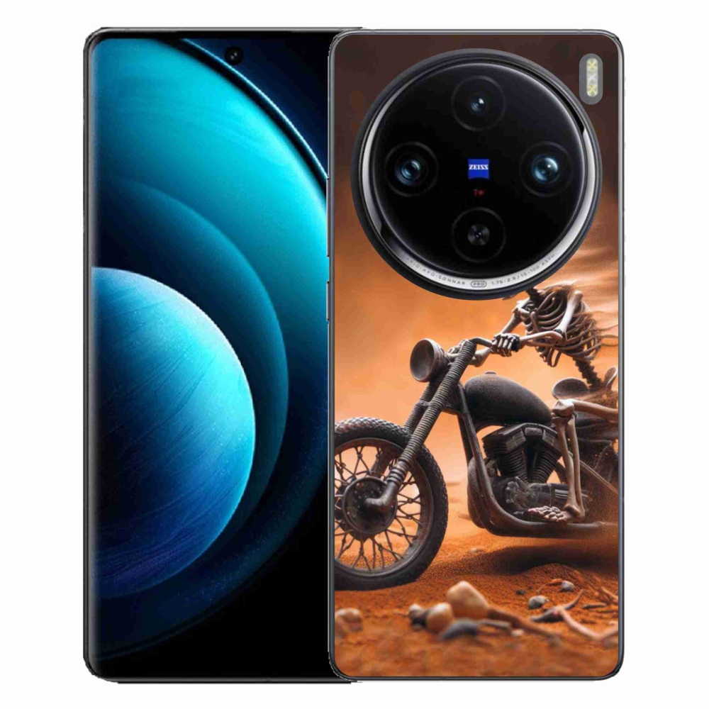 Zselés borítás mmCase a Vivo X100 Pro 5G-hez - csontváz egy motorkerékpáron