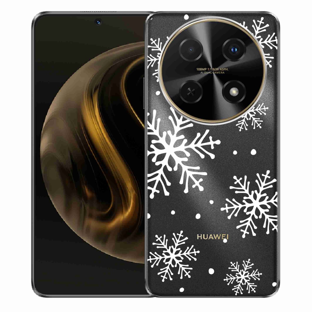 Gél borító mmCase a Huawei Nova 12i készülékre - fehér hópelyhek átlátszó háttéren