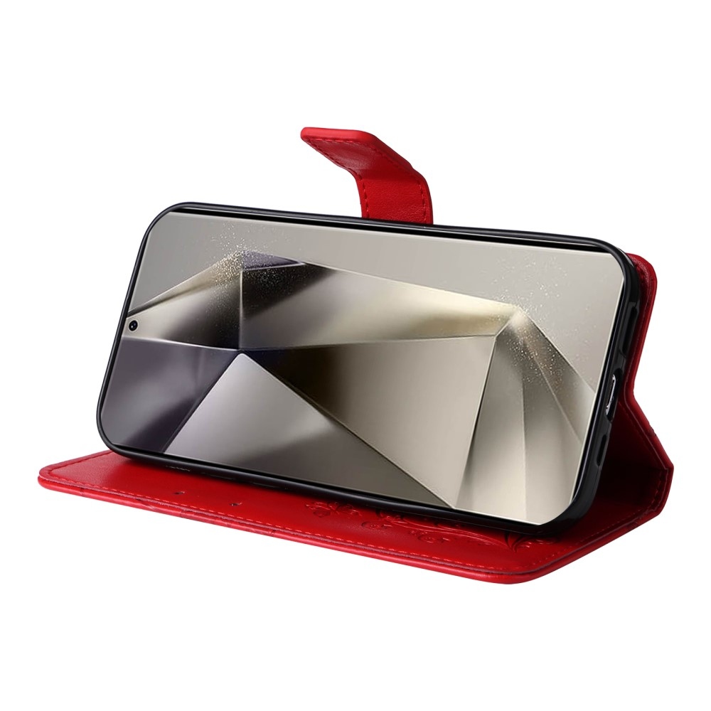 Nagy pillangó könyv tok Samsung Galaxy S25 Ultra készülékhez - piros