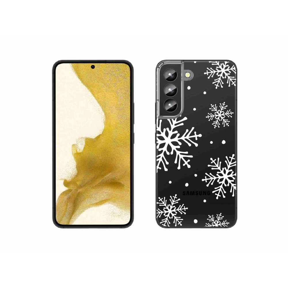 Zselés borítás mmCase Samsung Galaxy S22 5G készülékhez - fehér pelyhek átlátszó háttéren