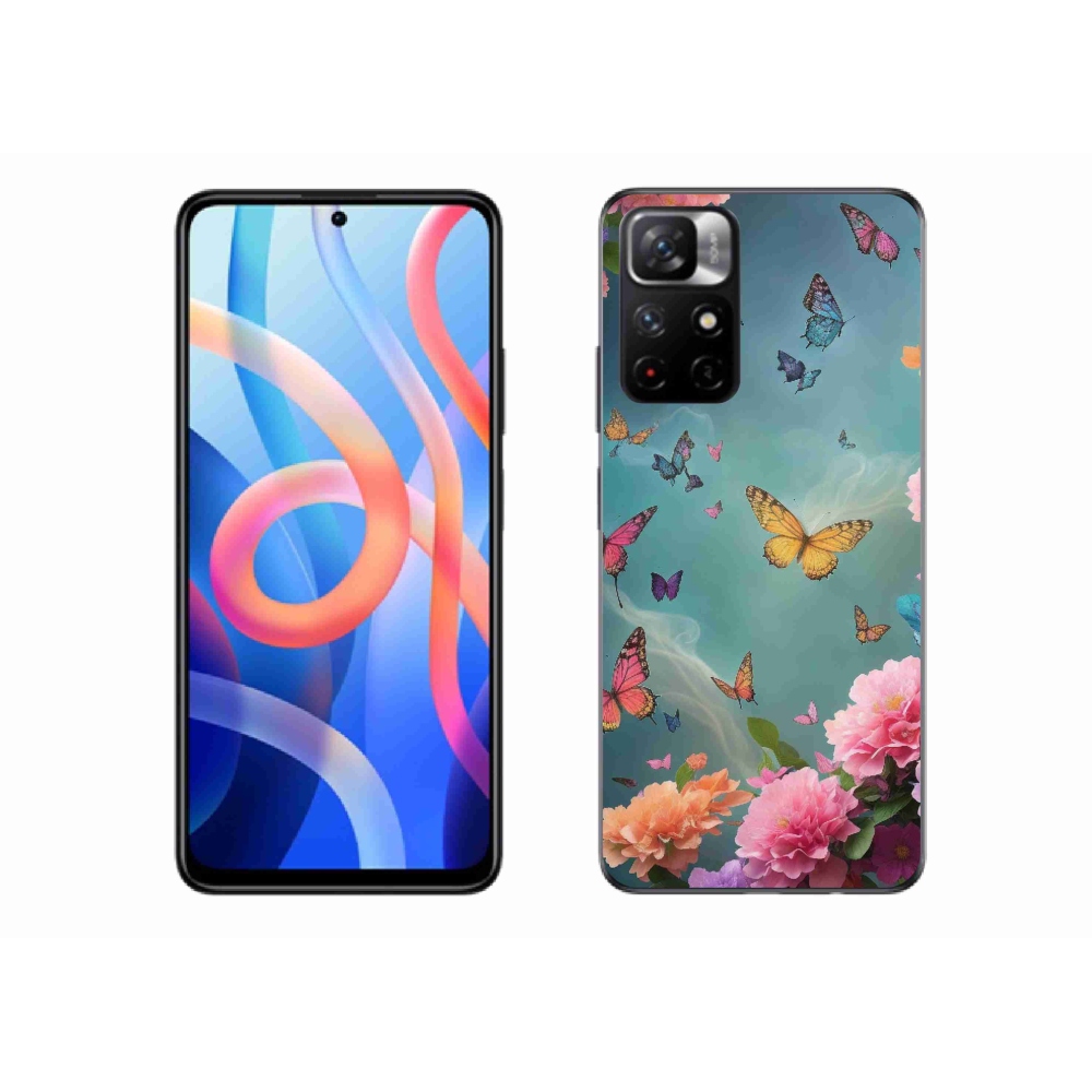 Gél borító mmCase a Xiaomi Redmi Note 11S 5G számára - színes virágok és pillangók