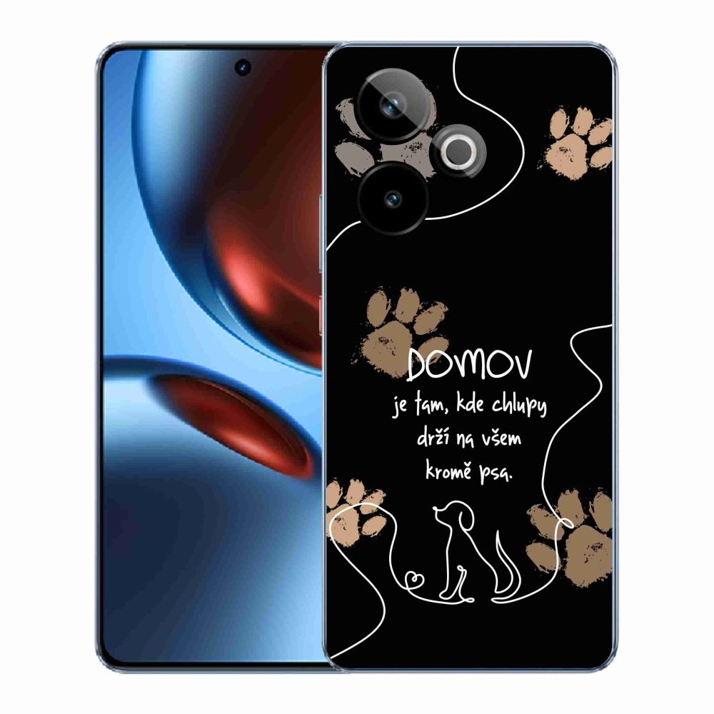 Rugalmas zselés tok mmCase képpel a Realme GT 7 5G/GT 7T 5G számára - kutya motívum fekete háttérrel