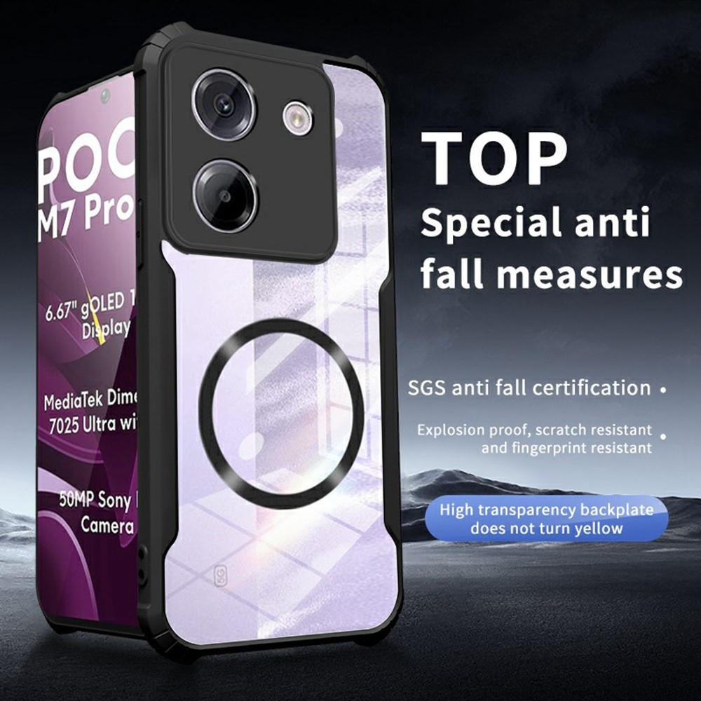 Tartós védőburkolat MagSafe támogatással a Xiaomi Poco M7 Pro 5G készülékhez - fekete