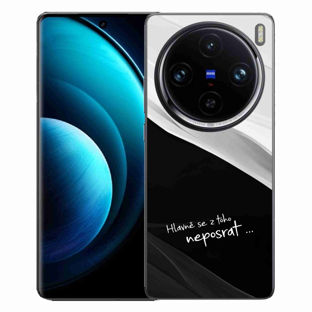 Gél borító mmCase a Vivo X100 Pro 5G készülékhez - vicces szöveg 13 fekete és fehér háttérrel