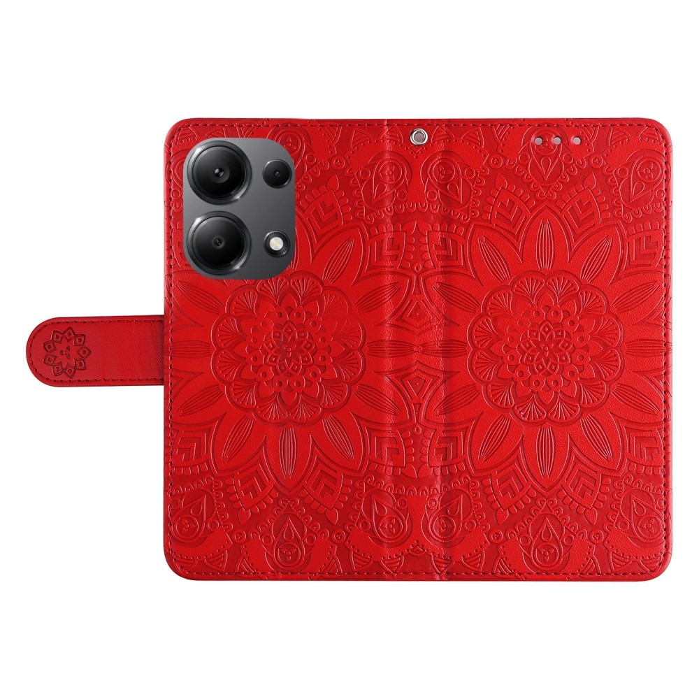 Napraforgó könyv tok Xiaomi Redmi Note 14S/Note 13 Pro 4G/Poco M6 Pro - piros