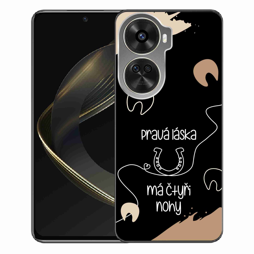 Gél borítás mmCase a Huawei Nova 12 SE-hez - ló motívum fekete háttérrel