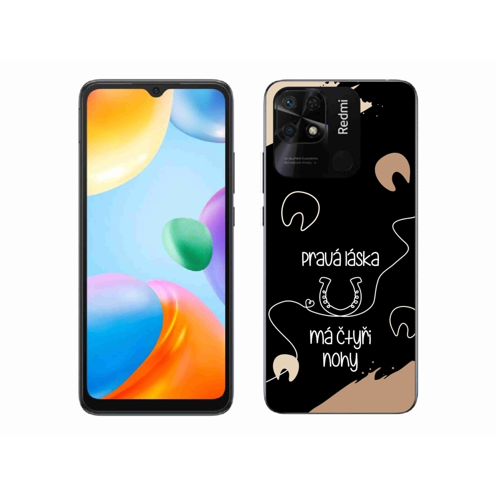 Gél borító mmCase a Xiaomi Redmi 10C-hez - ló motívum fekete háttérrel