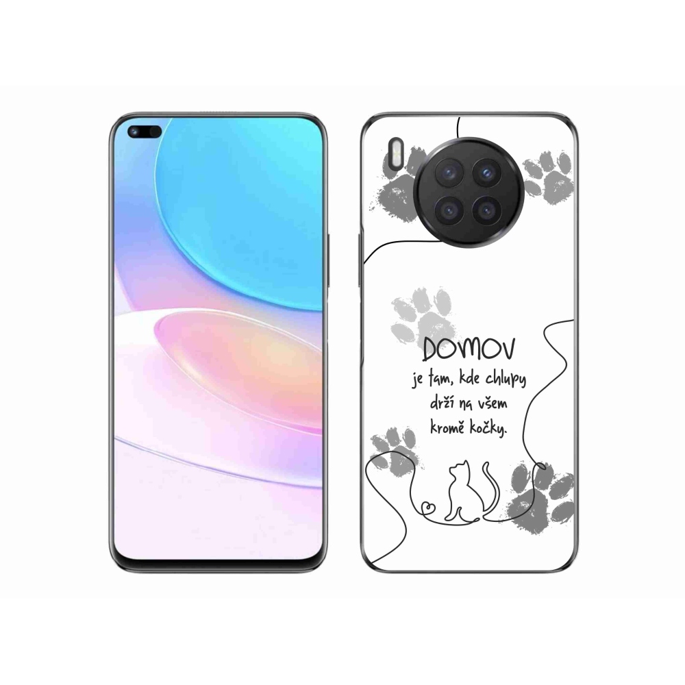 Gél borító mmCase a Huawei Nova 8i készülékhez - macska motívum fehér háttérrel