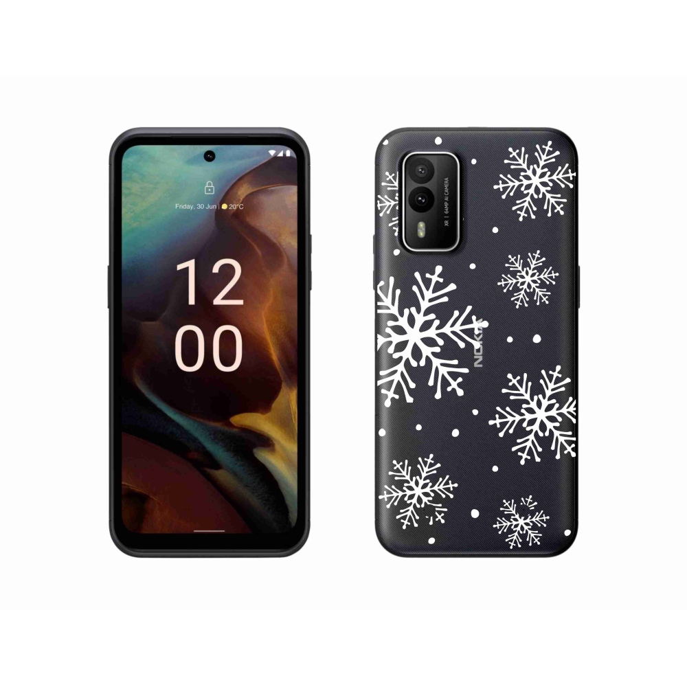Zselés borítás mmCase a Nokia XR21 készülékhez - fehér pelyhek átlátszó háttéren