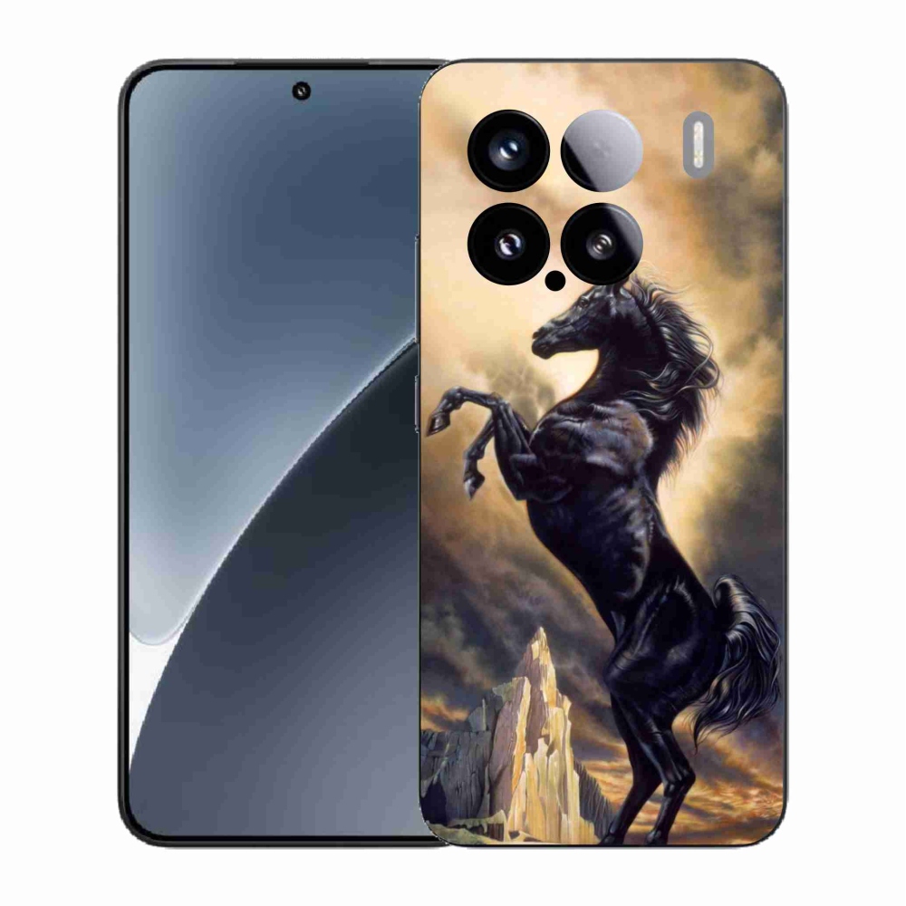 Gél borító mmCase a Xiaomi 15-hez - fekete rajzfilm ló