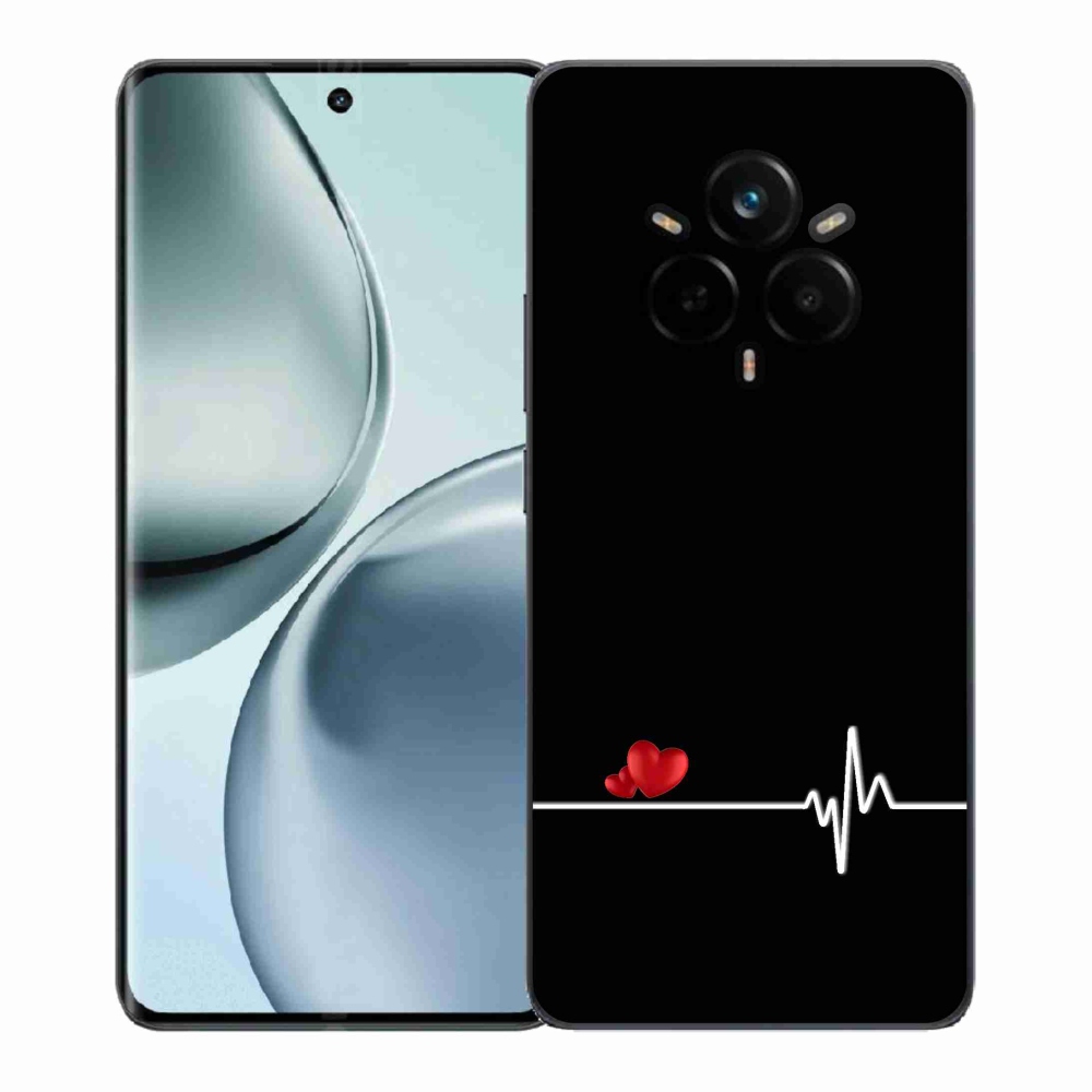 Gél borító mmCase a Realme 14 Pro 5G-n - szív és szívverés fekete háttérrel