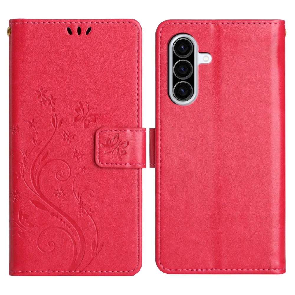 Virágok könyv tok Samsung Galaxy A36 5G - piros