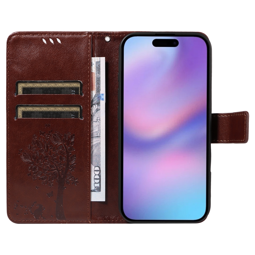 Fák könyvtáska iPhone 17-hez - barna