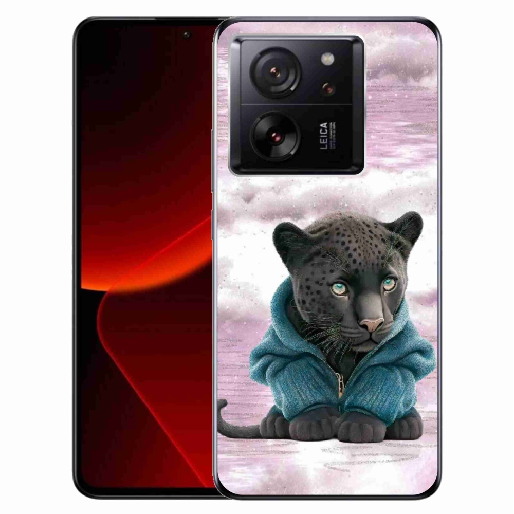 Gél borítás mmCase a Xiaomi 13T/13T Pro számára - fekete párduc pulóverben