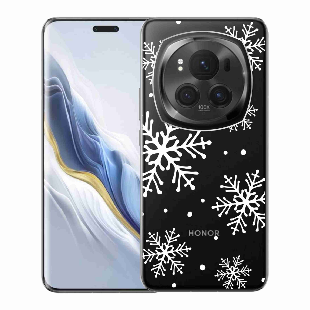 Zselés borítás mmCase a Honor Magic 6 Pro 5G készülékhez - fehér pelyhek átlátszó háttéren