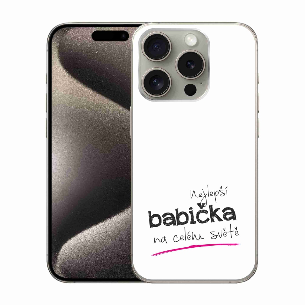 Gél borítás mmCase iPhone 15 Pro készülékhez - Legjobb nagyi 4 fehér háttér